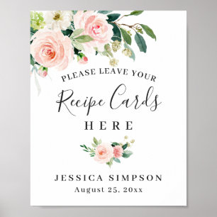 Poster Cartes de recette Fleurs Rose Rosé Mariage Post