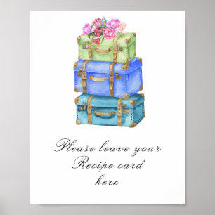Poster Cartes de recette pour douche de mariée de valises