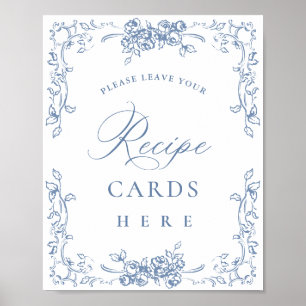Poster Cartes de recettes colorées bleues de la Renaissan