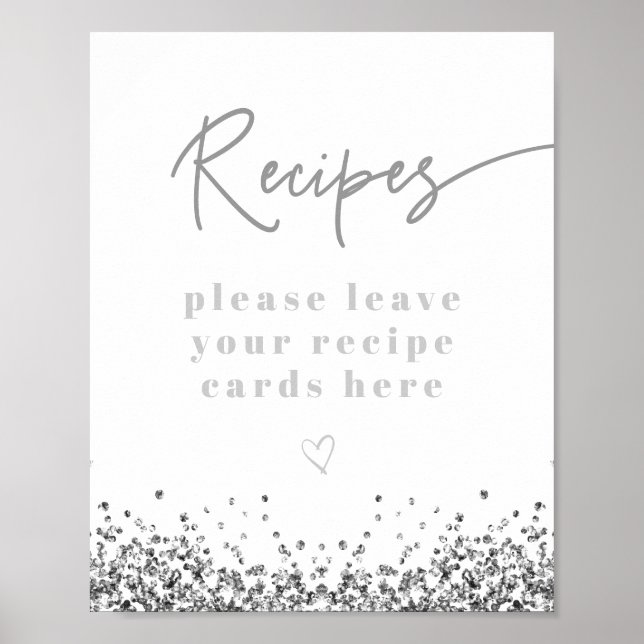 Poster Cartes de recettes de fiançailles REGINA à paillet (Devant)