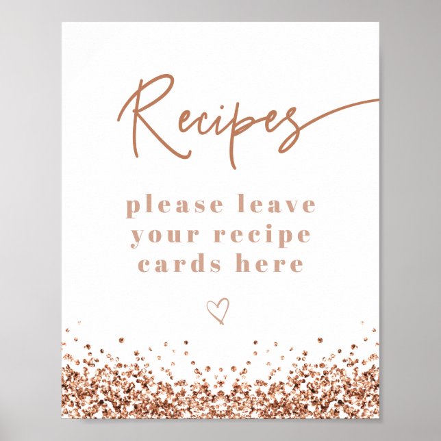 Poster Cartes de recettes de mariage REGINA Rose Gold Seq (Devant)