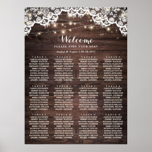 Poster Cartes de sièges Mariage en dentelle rustique