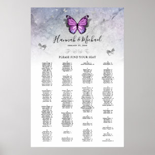 Poster Cartes de sièges Mariage pour papillons d'argent e