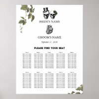 Cartes de sièges Mariages de crânes floraux du coe