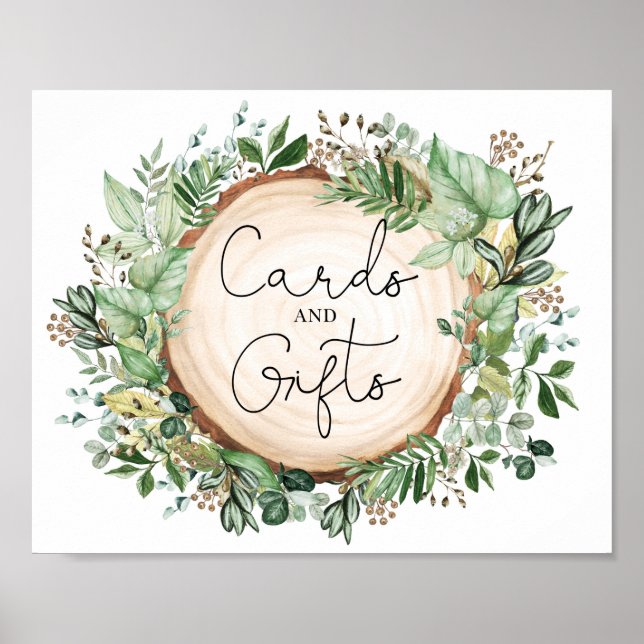 Poster Cartes de verdure rustique Cadeaux Fête des mariée (Devant)