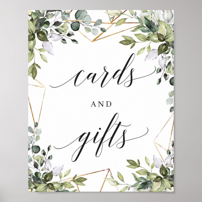 Poster Cartes d'or et enseigne cadeau de verdure (Devant)
