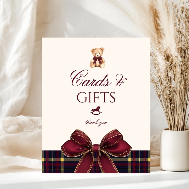 Poster Cartes d'ours en peluche et cadeaux Red Bow Plaid (Créateur téléchargé)