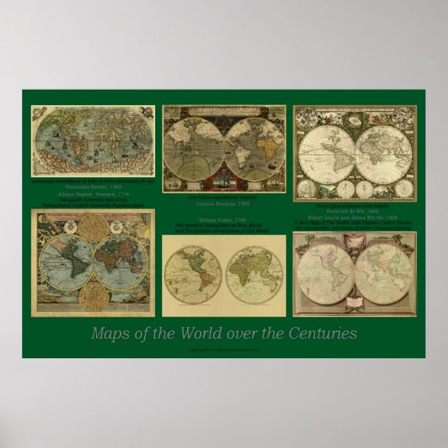 Poster Cartes du monde au cours des siècles (Devant)