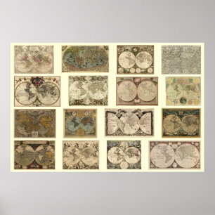 Poster Cartes du Vieux Monde - 16 cartes de plus de siècl