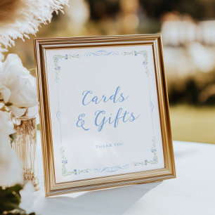 Poster Cartes et Cadeaux à Cadre Bleu Rococo