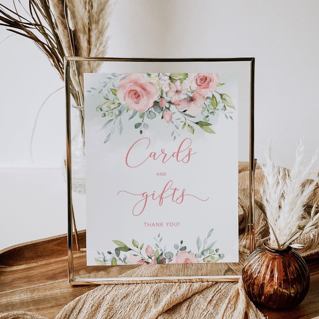Poster Cartes et cadeaux à fleurs rose pâle (Créateur téléchargé)
