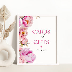 Poster Cartes et cadeaux à la poitrine rose vif