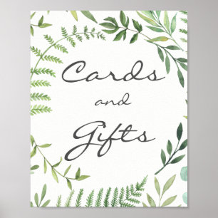 Poster Cartes et cadeaux à motif de feuille aquarelle Aff