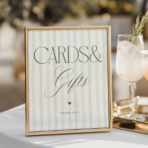 Poster Cartes et cadeaux à rayures vertes Luxe Script