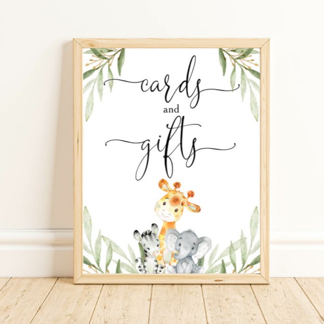 Poster Cartes et cadeaux animaux safari baby shower (Créateur téléchargé)