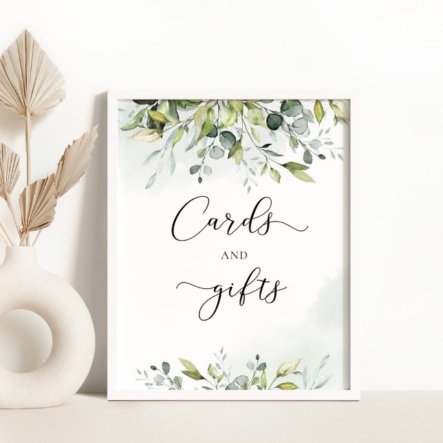Poster Cartes et cadeaux aquarelle à l'eucalyptus verdure (Créateur téléchargé)