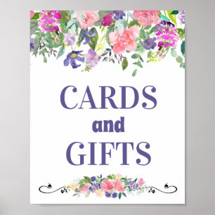 Poster Cartes et cadeaux Aquarelle rose et florale