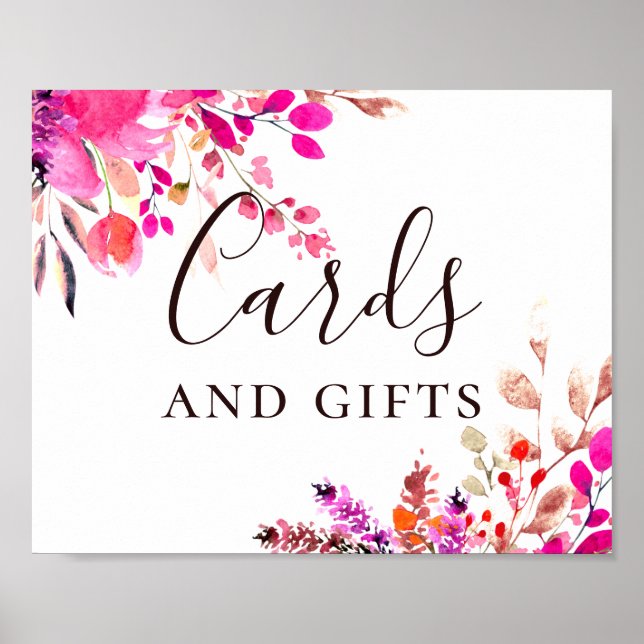 Poster Cartes et cadeaux. Aquarelle rose mariage Po (Devant)