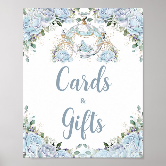 Poster Cartes et Cadeaux Baby Blue Roses Princess Carriag (Devant)