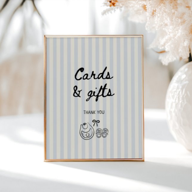 Poster Cartes et cadeaux Baby showers Soft Blue Stripes (Créateur téléchargé)