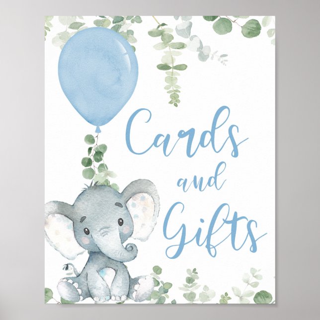 Poster Cartes et cadeaux Ballons d'éléphant Panneau baby  (Devant)