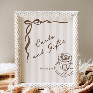 Poster Cartes et cadeaux Bebe Cafe Marron Arc Dessiné à l