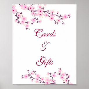 Poster Cartes Et Cadeaux Blanches Rose Cerise Blossom Mar