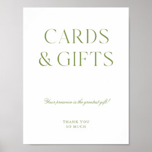 Poster Cartes et Cadeaux Blancs & Sauge Verte Enseigne Nu