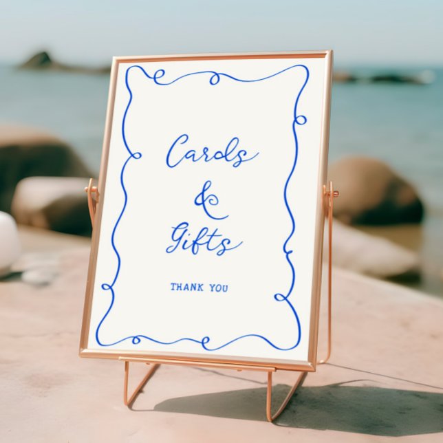 Poster Cartes et cadeaux bleu à main (Créateur téléchargé)