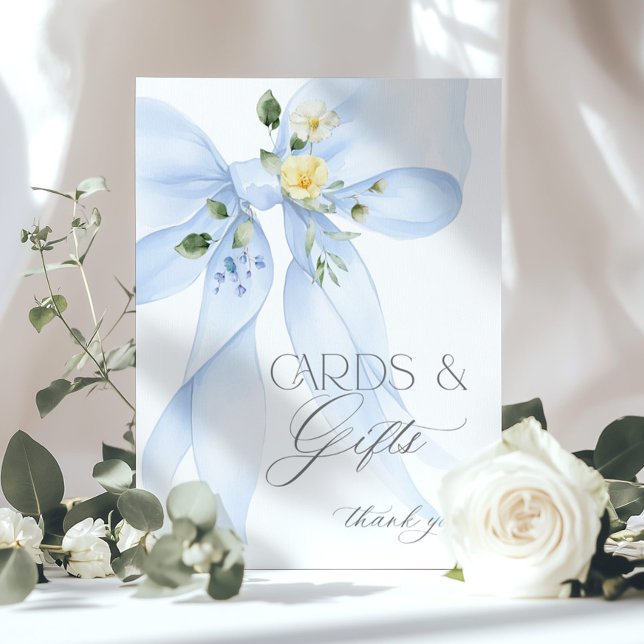 Poster Cartes et cadeaux Bleu Bow fille Douche (Créateur téléchargé)