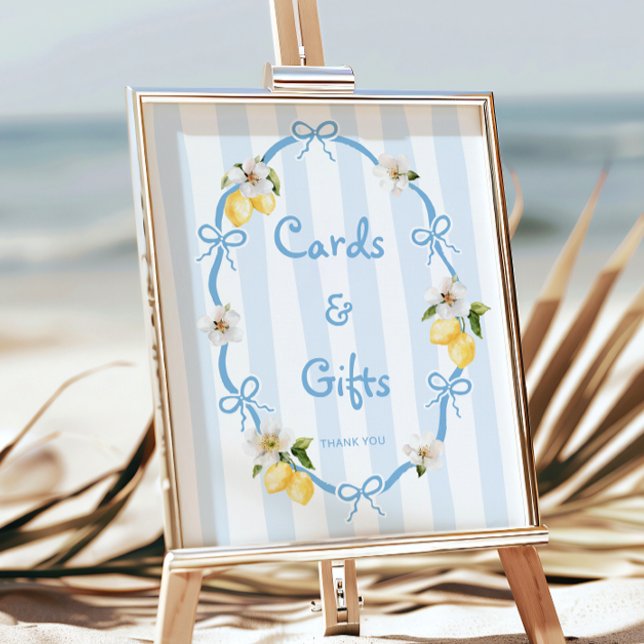 Poster Cartes et cadeaux bleu citron méditerranéen (Créateur téléchargé)