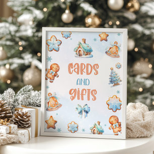 Poster Cartes et cadeaux Bleu Cookie Noël Anniversaire
