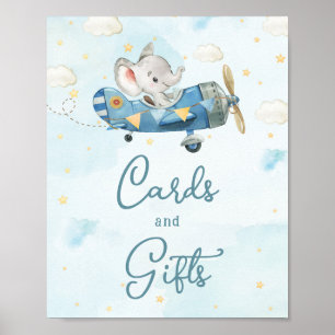 Poster Cartes et cadeaux bleus pour l'aventure Eléphant