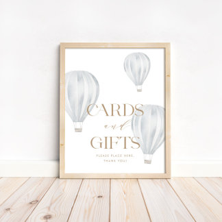 Poster Cartes et cadeaux Blue Hot Air Ballotte Panneau de