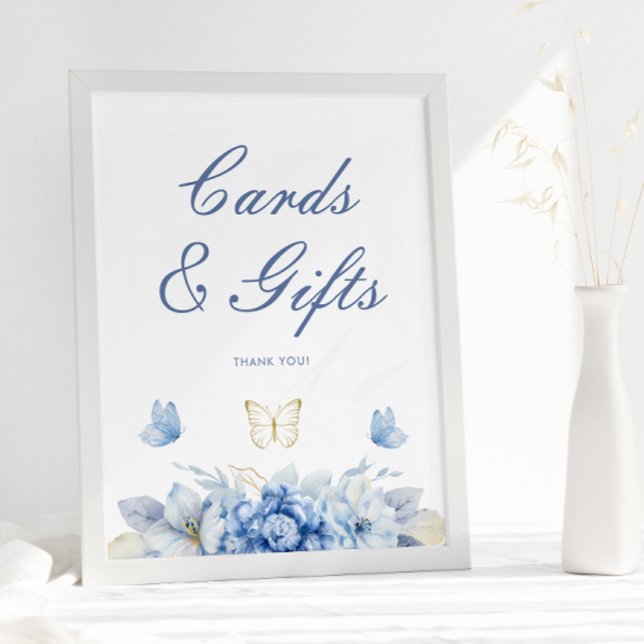 Poster Cartes et cadeaux Blue Little Butterfly (Créateur téléchargé)