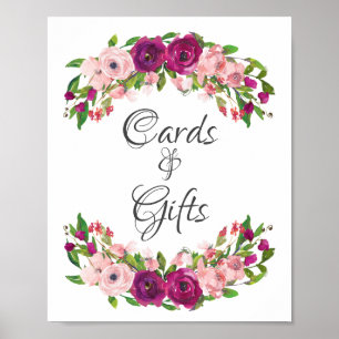 Poster Cartes et cadeaux Blush & Marsala Floral Fêtes des