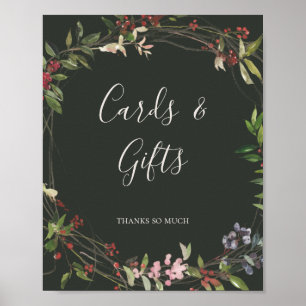 Poster Cartes et Cadeaux Botaniques Vert Foncé Chic de Fê