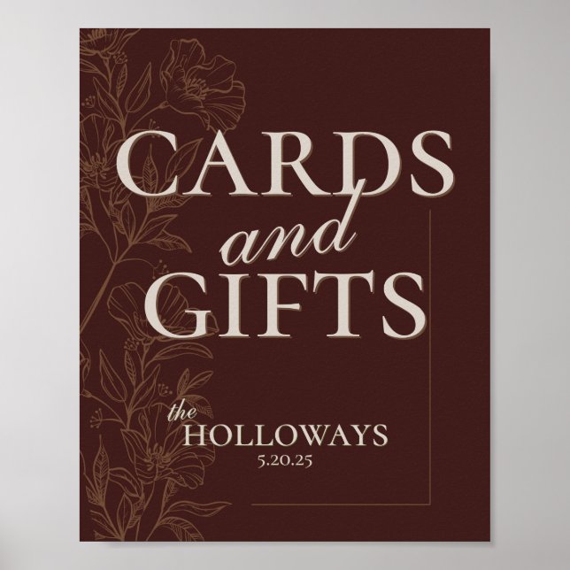 Poster Cartes et cadeaux Brown Mariage (Devant)
