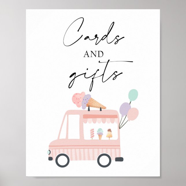 Poster Cartes et cadeaux Camion Crème de glace Camion Fil (Devant)