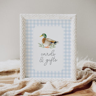 Poster Cartes et cadeaux de Baby shower Blue En vichy Duc