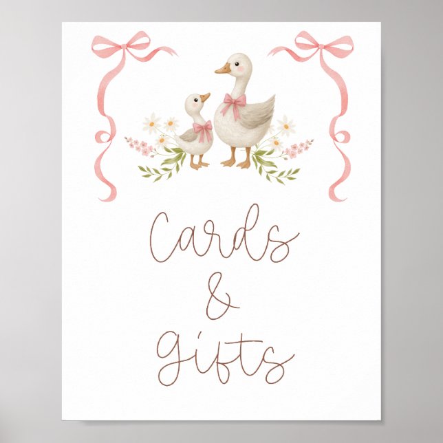Poster Cartes Et Cadeaux De Baby shower De Fille D'Oie Si (Devant)
