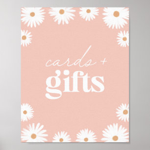 Poster Cartes et cadeaux de Baby shower Floral Boho Rose 