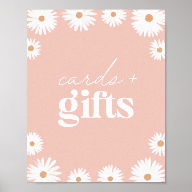 Poster Cartes et cadeaux de Baby shower Floral Boho Rose  (Devant)