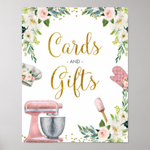 Poster Cartes et cadeaux de Baby Shower Floral Kitchen