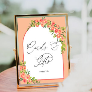 Poster Cartes et cadeaux de Baby shower Little Peach