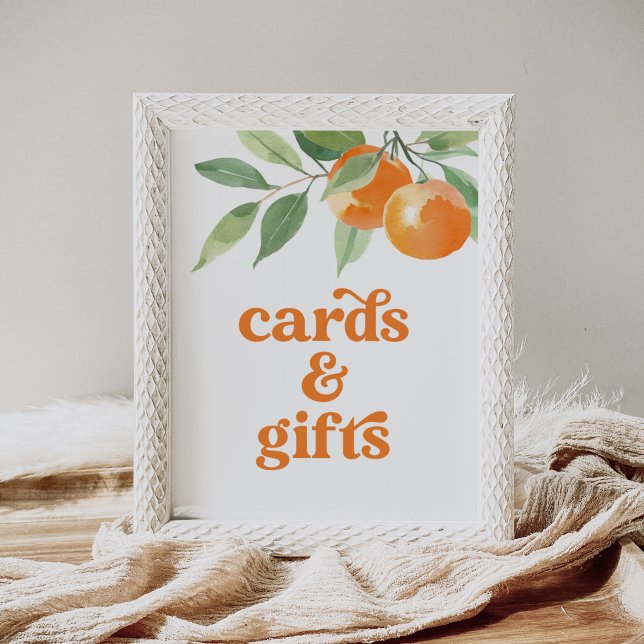 Poster Cartes et cadeaux de Baby shower orange Little Cut (Créateur téléchargé)