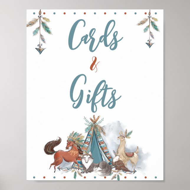 Poster Cartes et cadeaux de Baby shower pour animaux de f (Devant)