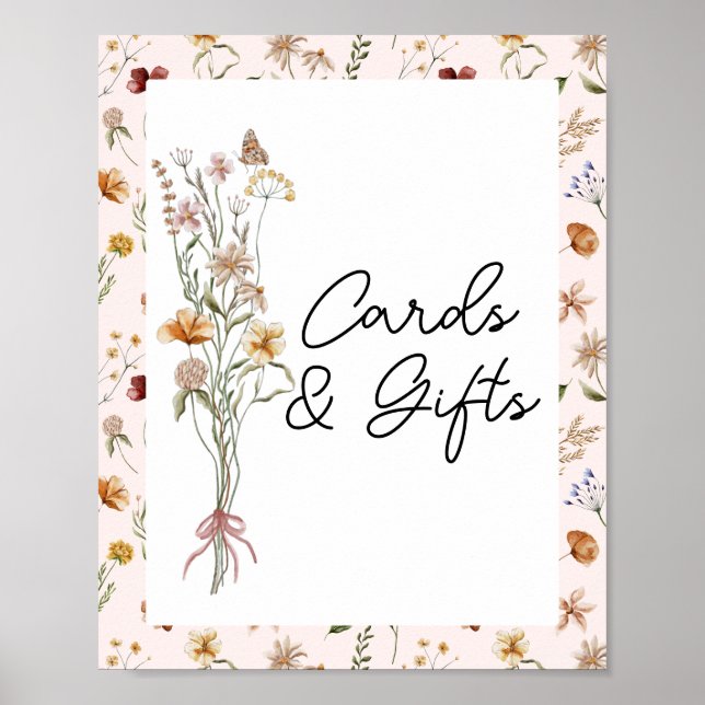 Poster Cartes et cadeaux de Baby shower rose petit Fleur  (Devant)