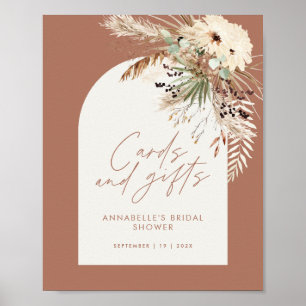 Poster Cartes et cadeaux de baby shower terracotta pampas