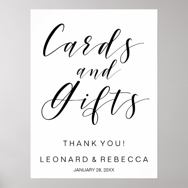 Poster Cartes et cadeaux de calligraphie en noir et blanc (Devant)